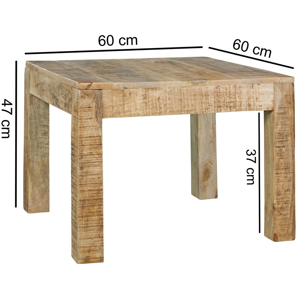 Table basse RUSTICA 60 x 60 x 47 cm bois de manguier naturel massif_03