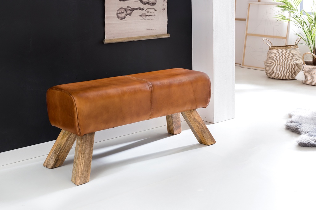 Tabouret Design Bois 90x30x43 cm Cuir Moderne Springbok_02