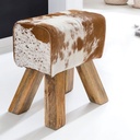 Design Tabouret Turnbock peau de chèvre marron / blanc 40 x 30 x 47 cm_01