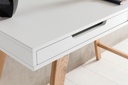 Bureau 110 x 85 x 60 cm Table de travail scandinave en bois MDF blanc mat, table d'ordinateur portable design avec passage de câbles_06