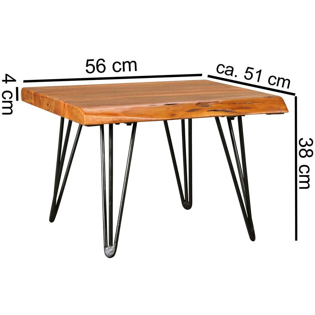 Table basse design MAHILO table en bois massif bord d'arbre 56 x 38 x 51 cm_03