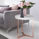 Design table d'appoint blanc / cuivre ø 40 cm, bois métal, avec plateau, moderne, ronde_01