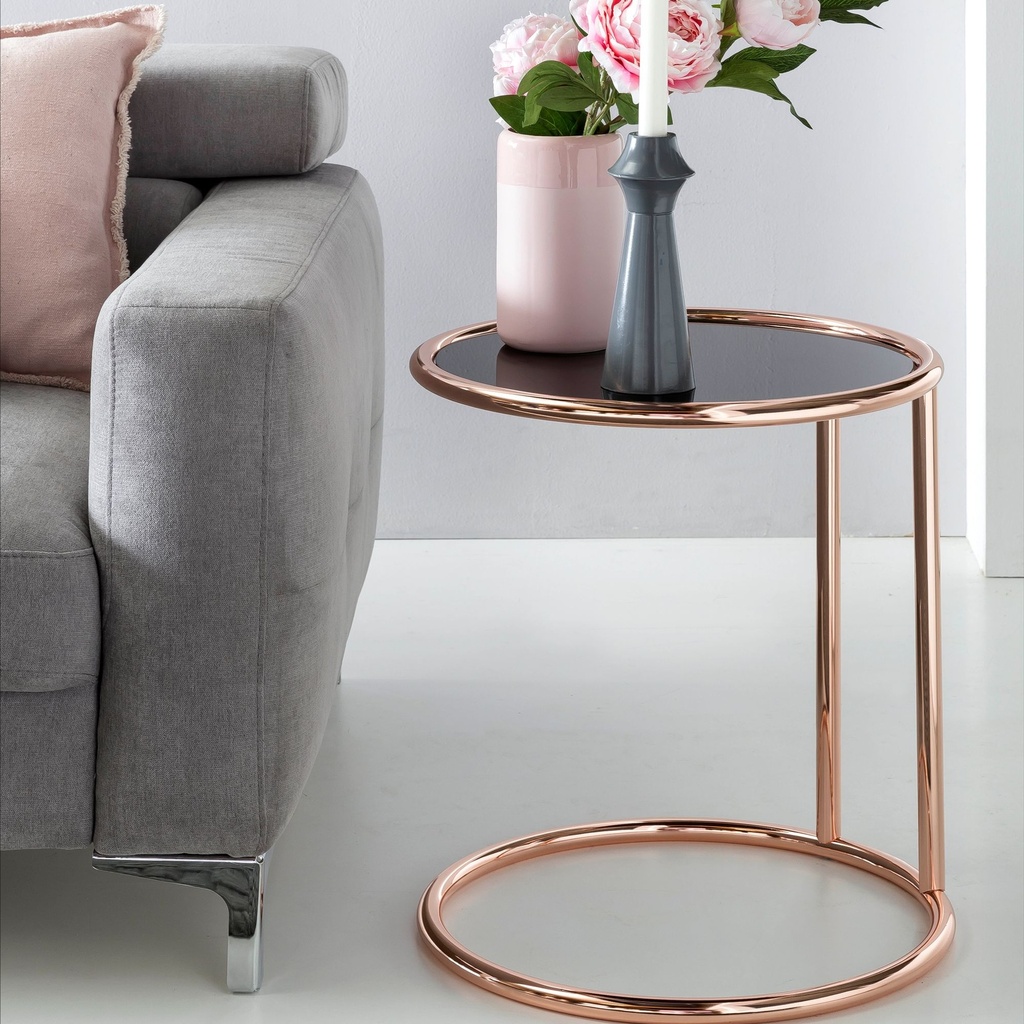 Design table d'appoint métal verre ø 45 cm noir / cuivre, miroir, moderne, ronde_01