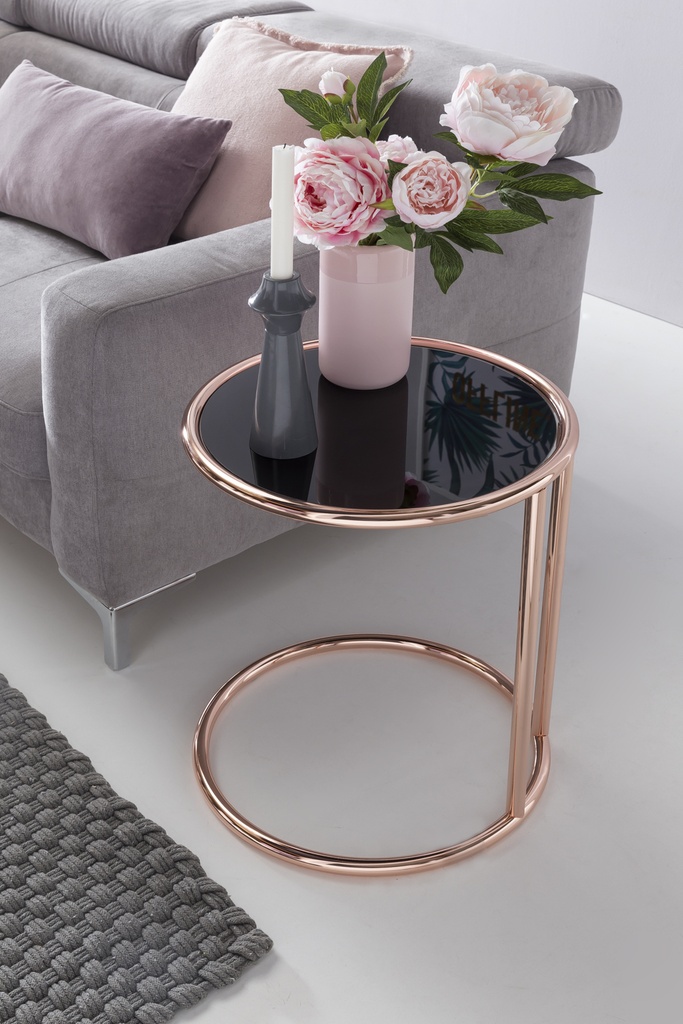 Design table d'appoint métal verre ø 45 cm noir / cuivre, miroir, moderne, ronde_03