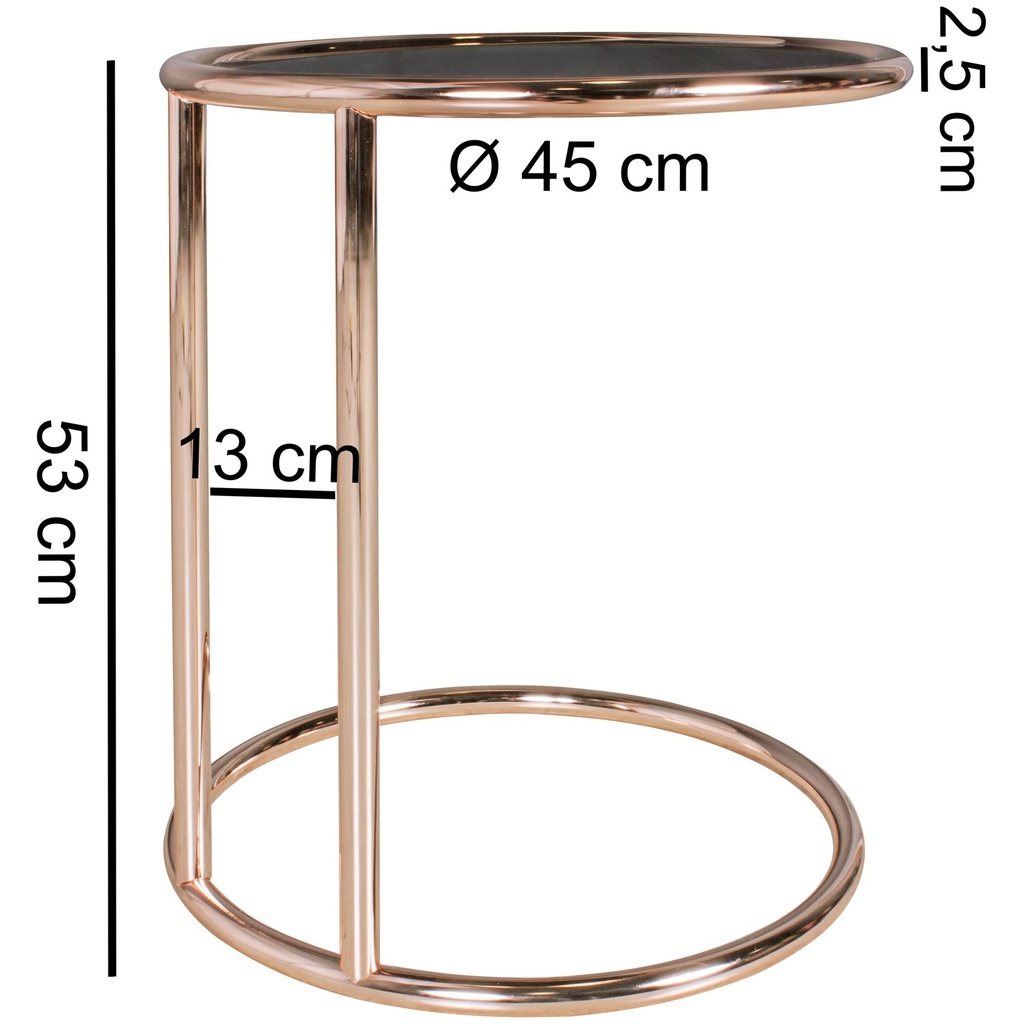 Design table d'appoint métal verre ø 45 cm noir / cuivre, miroir, moderne, ronde_04