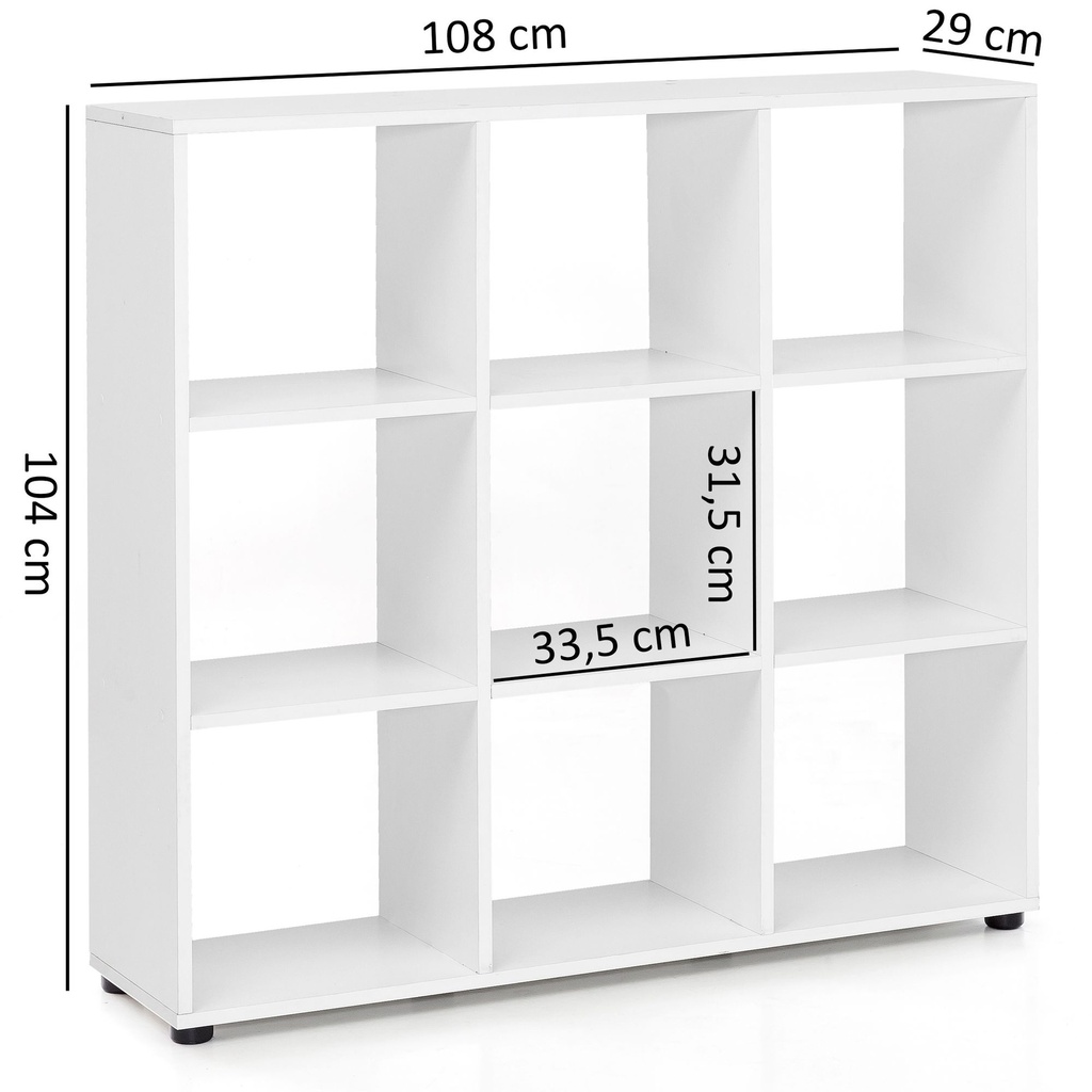 Bibliothèque design ZARA avec 9 compartiments blanc 108 x 104 x 29 cm_03