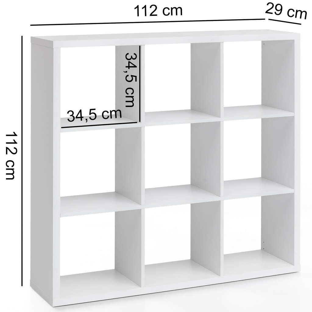 Étagère cube EDDIE 112x29x112 cm avec 9 compartiments blanc_03