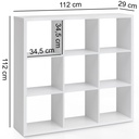 Étagère cube EDDIE 112x29x112 cm avec 9 compartiments blanc_03