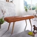 Banc SALIM en cuir de chèvre / banc en bois massif 117x51x38 cm de style rétro_01