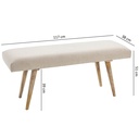 Banc SALIM en tissu / banc en bois massif beige 117x51x38 cm de style rétro_03