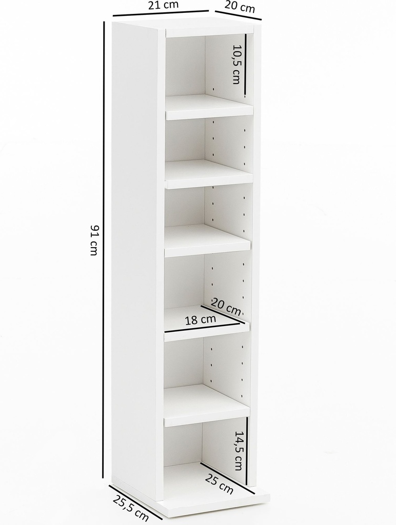 Design bibliothèque blanc 21x91x25,5 cm avec 6 compartiments_03