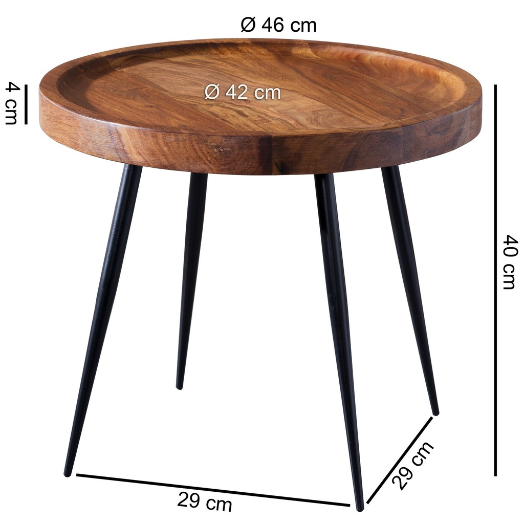 Table d'appoint 46 x 40 x 46 cm bois de Sesham métal_03