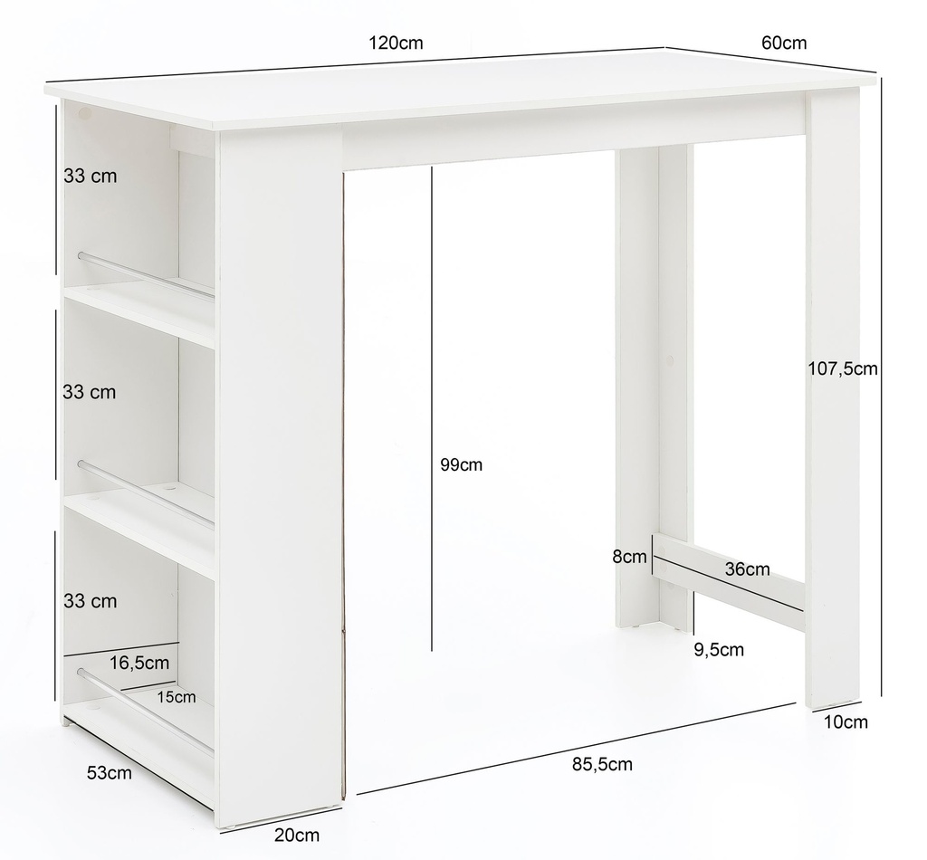 Table de bar blanc 120 x 107,5 x 60 cm bois_03