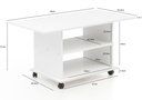 Table basse Design 95 x 51 x 54,5 cm blanche rotative avec roulettes_03