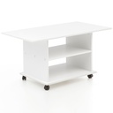 Table basse Design 95 x 51 x 54,5 cm blanche rotative avec roulettes_08