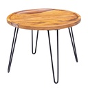 Table basse en bois massif Sheesham 60x45x60 cm, ronde, avec pieds en épingle à cheveux, en bois et métal_06