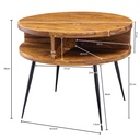 Table basse Sheesham bois massif / métal 60 x 45 x 60 cm_03