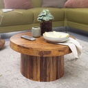 Table basse 60x30x60 cm en bois de Sesham massif, ronde, marron_01