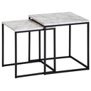 Design table d'appoint, lot de 2, aspect marbre blanc, structure de table noire_06