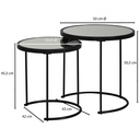 Design table d'appoint ronde Ø 50/42 cm - 2 parties noir avec verre miroir_03