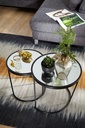 Design table d'appoint ronde Ø 50/42 cm - 2 parties noir avec verre miroir_04