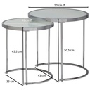 Design table d'appoint ronde Ø 50/42 cm - 2 parties blanc argent avec plateau en verre_03