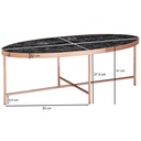 Design table basse aspect marbre noir - ovale 110 x 56 cm avec structure en métal cuivré_03