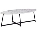 Design table basse ovale 120x60 cm aspect marbre blanc, avec pieds en métal noir_06