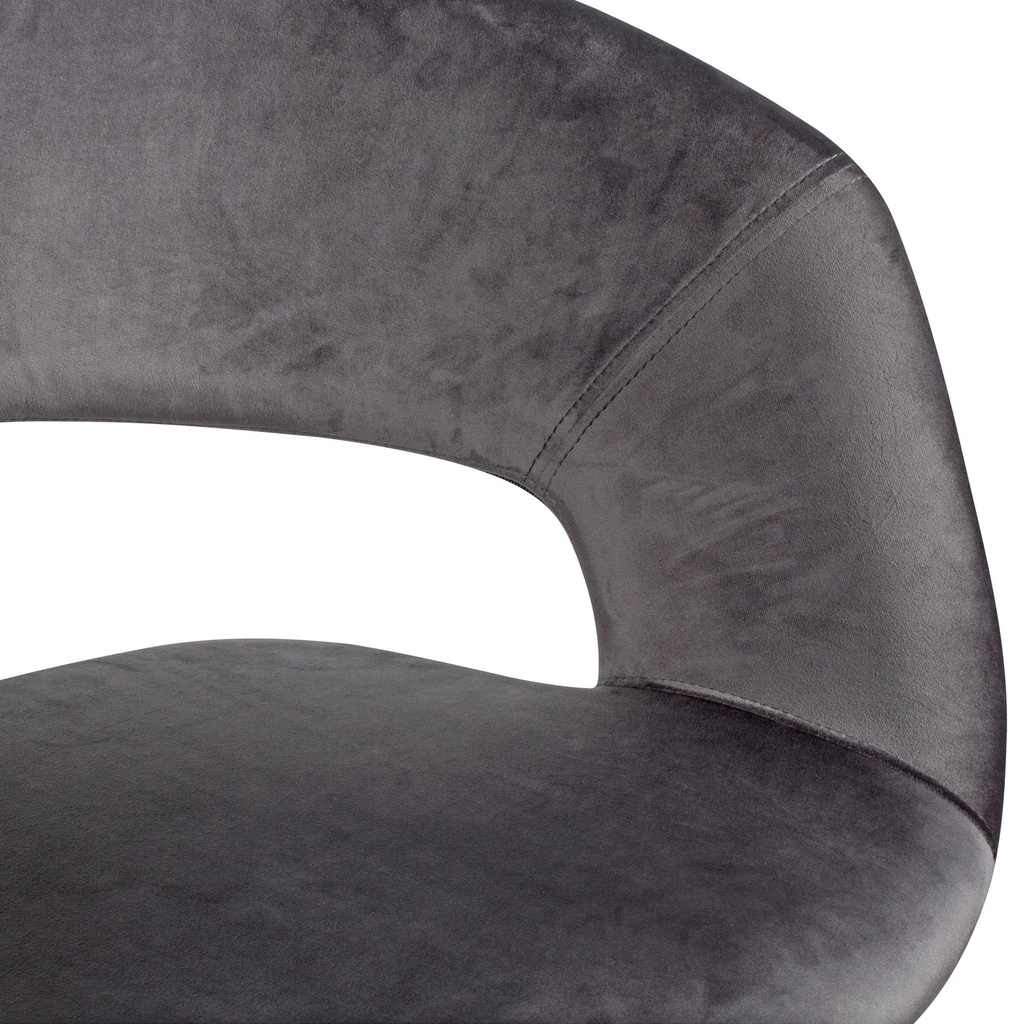 Chaise de salle à manger en velours gris foncé moderne_06