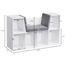 Design étagère avec assise 101,5 x 61,5 x 30 cm blanc mat, avec housse de siège gris & avec 6 compartiments_03