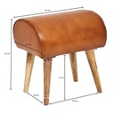 Tabouret cuir véritable / bois massif 45 x 53 x 40 cm_03