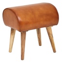 Tabouret cuir véritable / bois massif 45 x 53 x 40 cm_06