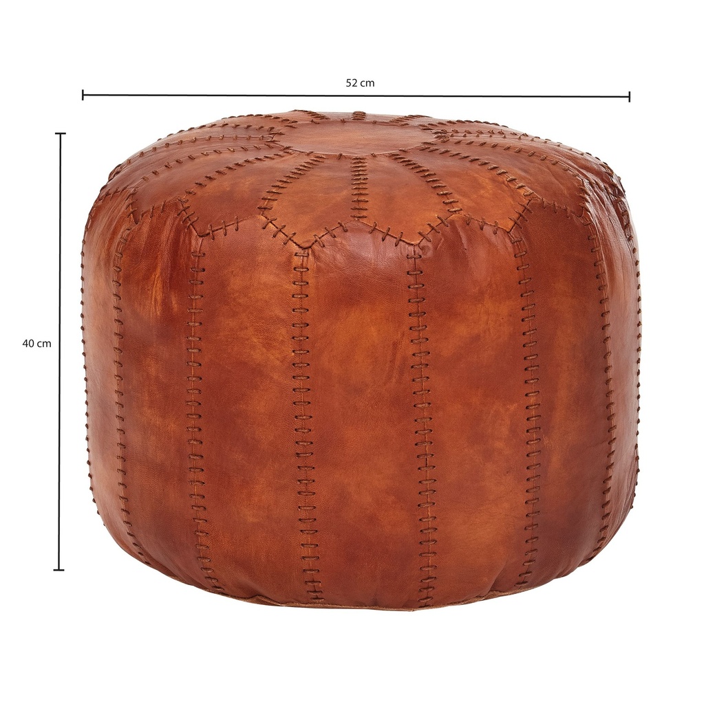 Tabouret cuir véritable marron 52 x 40 x 52 cm pouf, oriental_03