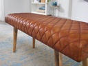 Banc en cuir véritable / banc en bois massif 115x53x38 cm, marron_05