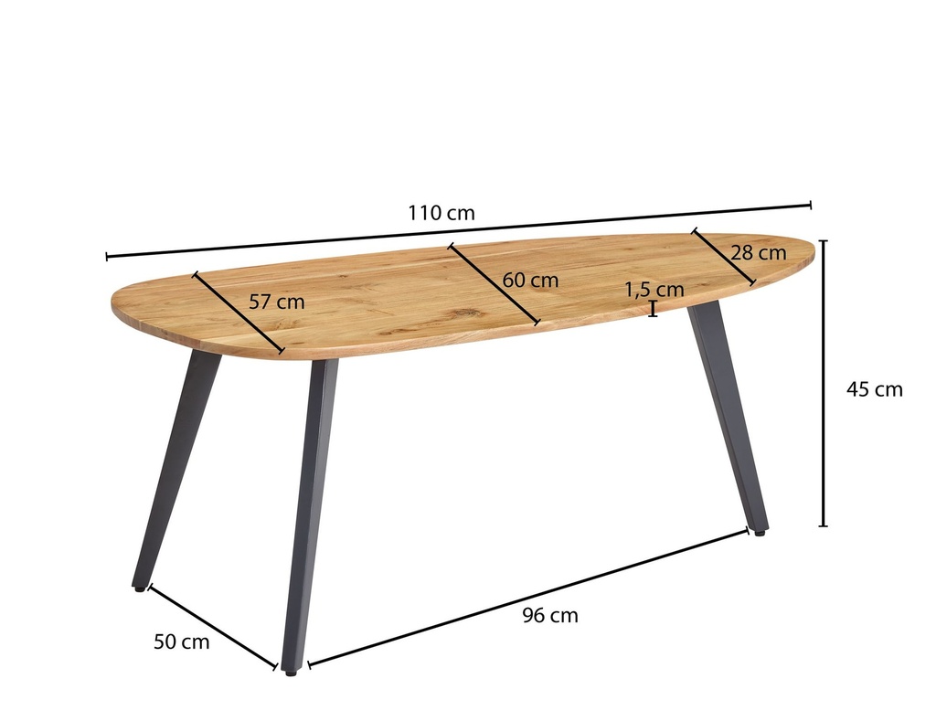 Table basse en bois d'acacia massif 110 x 45 x 60 cm, forme rein_03