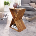 Table d'appoint en forme de X 43 x 60 x 30 cm en bois de Sesham massif_01