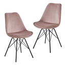 Wohnling, lot de 2 chaises de salle à manger en velours rose avec pieds noirs_01