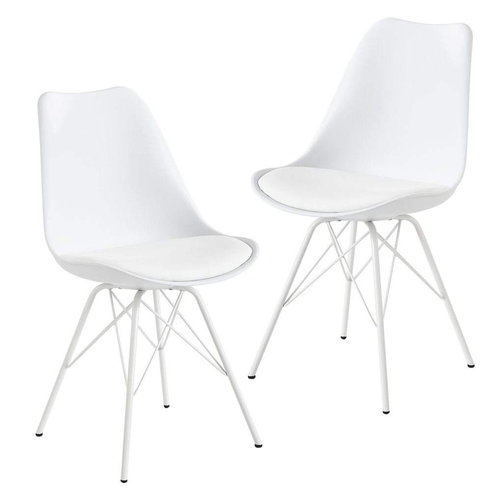 Chaise de salle à manger lot de 2 en plastique blanc design scandinave_01