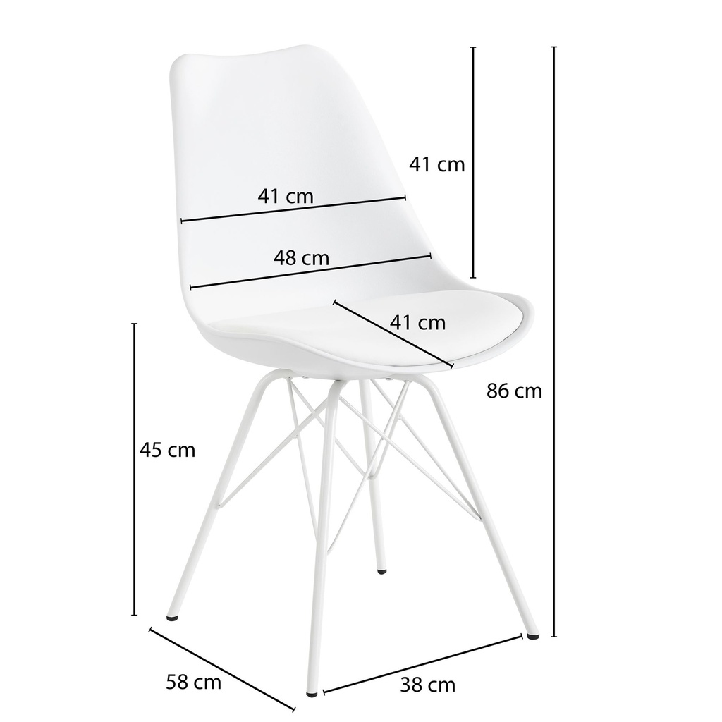 Chaise de salle à manger lot de 2 en plastique blanc design scandinave_03