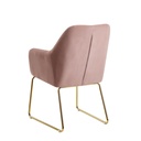 Chaise de salle à manger en velours rose avec pieds dorés, tissu / métal, rembourrée_04