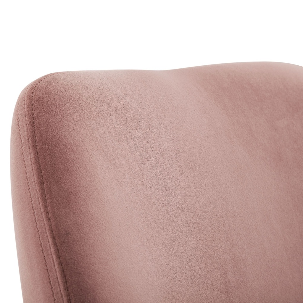 Chaise de salle à manger en velours rose avec pieds dorés, tissu / métal, rembourrée_06