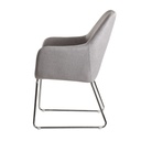 Chaise de salle à manger tissu gris clair / métal avec pieds argentés, rembourrée_03