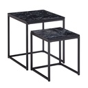 Design - Lot de 2 tables d'appoint carrées aspect marbre noir_06