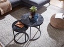 Design - Lot de 2 tables d'appoint rondes aspect marbre noir_05