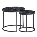 Design - Lot de 2 tables d'appoint rondes aspect marbre noir_06