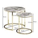 Design - Lot de 2 tables d'appoint rondes aspect marbre blanc_03