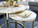 Design - Lot de 2 tables d'appoint rondes aspect marbre blanc_04