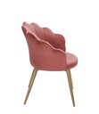 Chaise de salle à manger en velours tulipe rose rembourrée avec pieds dorés_03