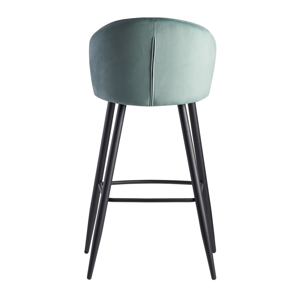 Tabouret de bar velours vert clair avec dossier 56 x 102,5 x 52,5 cm, tissu scandinave/métal 110 kg_04