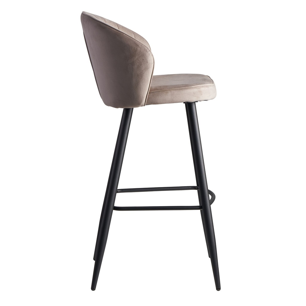 Tabouret de bar velours beige avec dossier 56 x 102,5 x 52,5 cm, tissu scandinave/métal 110 kg_03